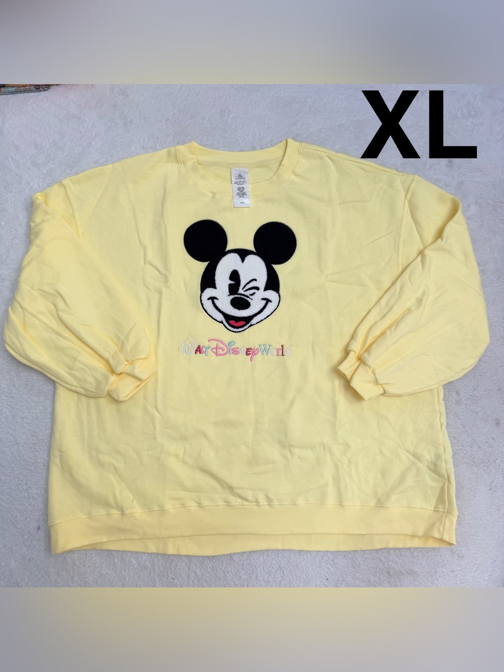 WDW Disney Embroidered Mickey Mouse Yellow Sweatshirt Crewneck Pullover 1X
